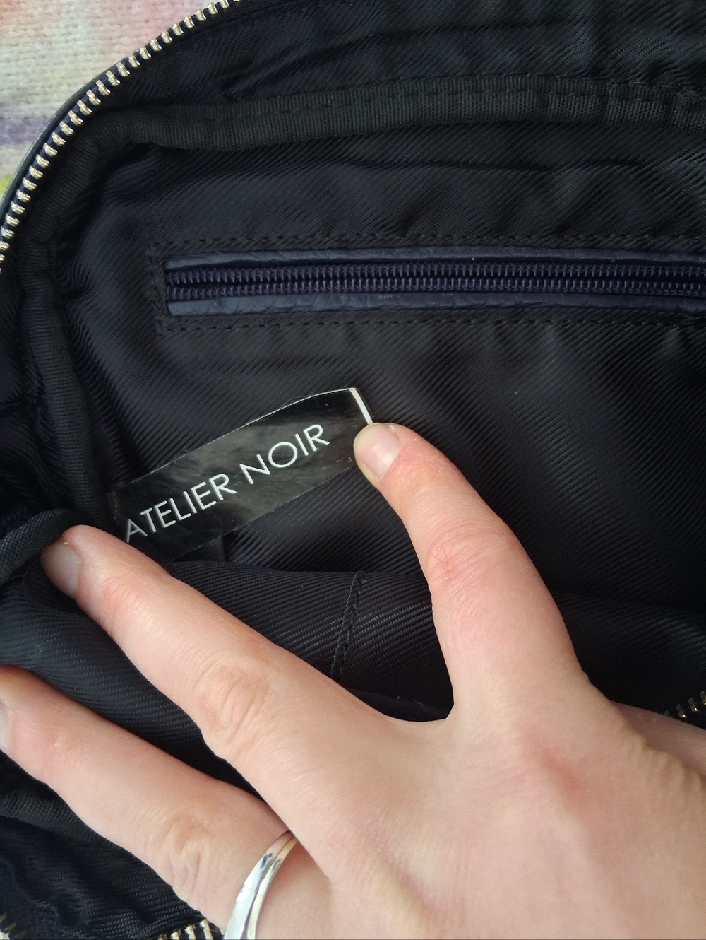 Atelier Noir By RUDSAK'S House Brand/ 100% Leather Crossbody Bag/ Navy Exterior - Picture 6 of 16